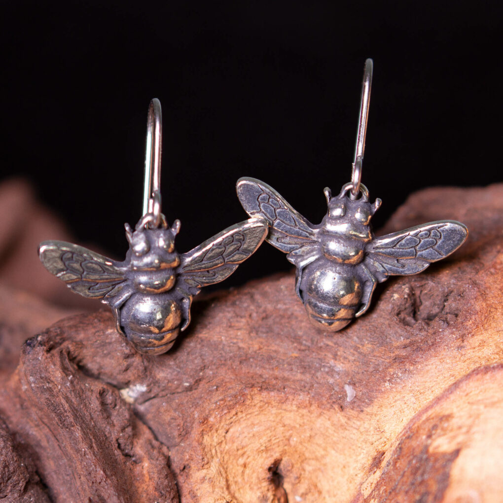 Pewter  bee earrings