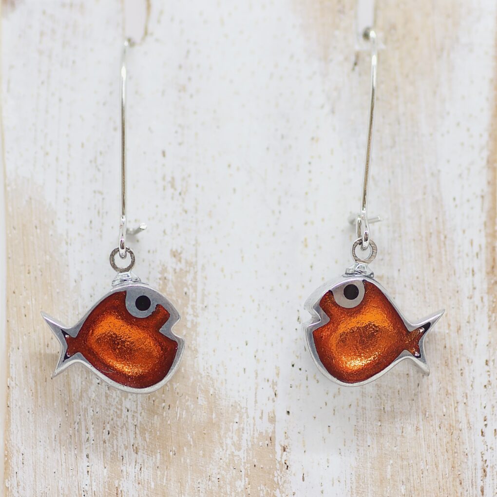 Bubble Fish Earrings - Orange